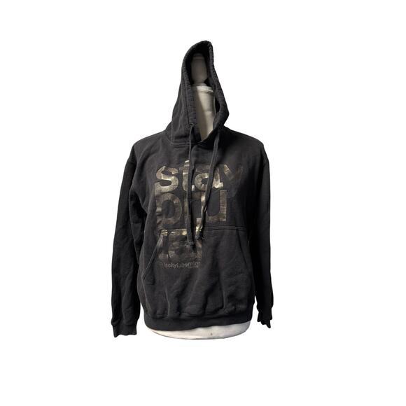 Tultex Other - Tultex Black Printed Hoodie with Kangaroo Pockets - Size S
